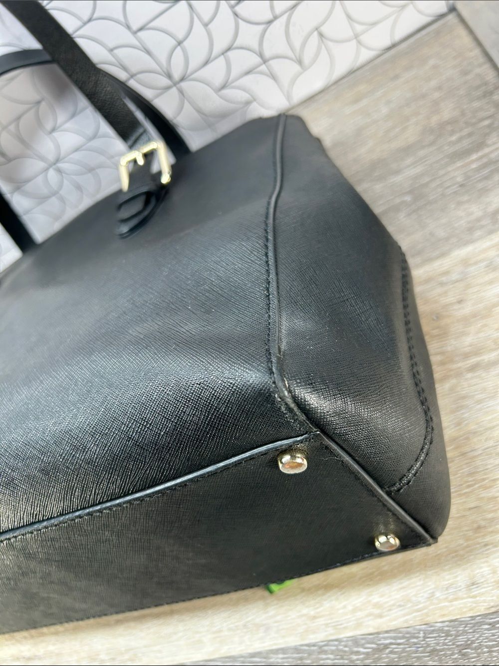 4648 Kate Spade Black Leather Tote Bag 265084648 - Picture 8 of 11